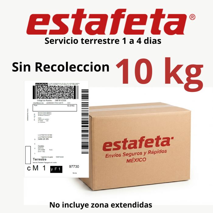 Estafeta 10 kg sin recoleccion no incluye zona extendida tienes que llevar tu paquete a sucursal