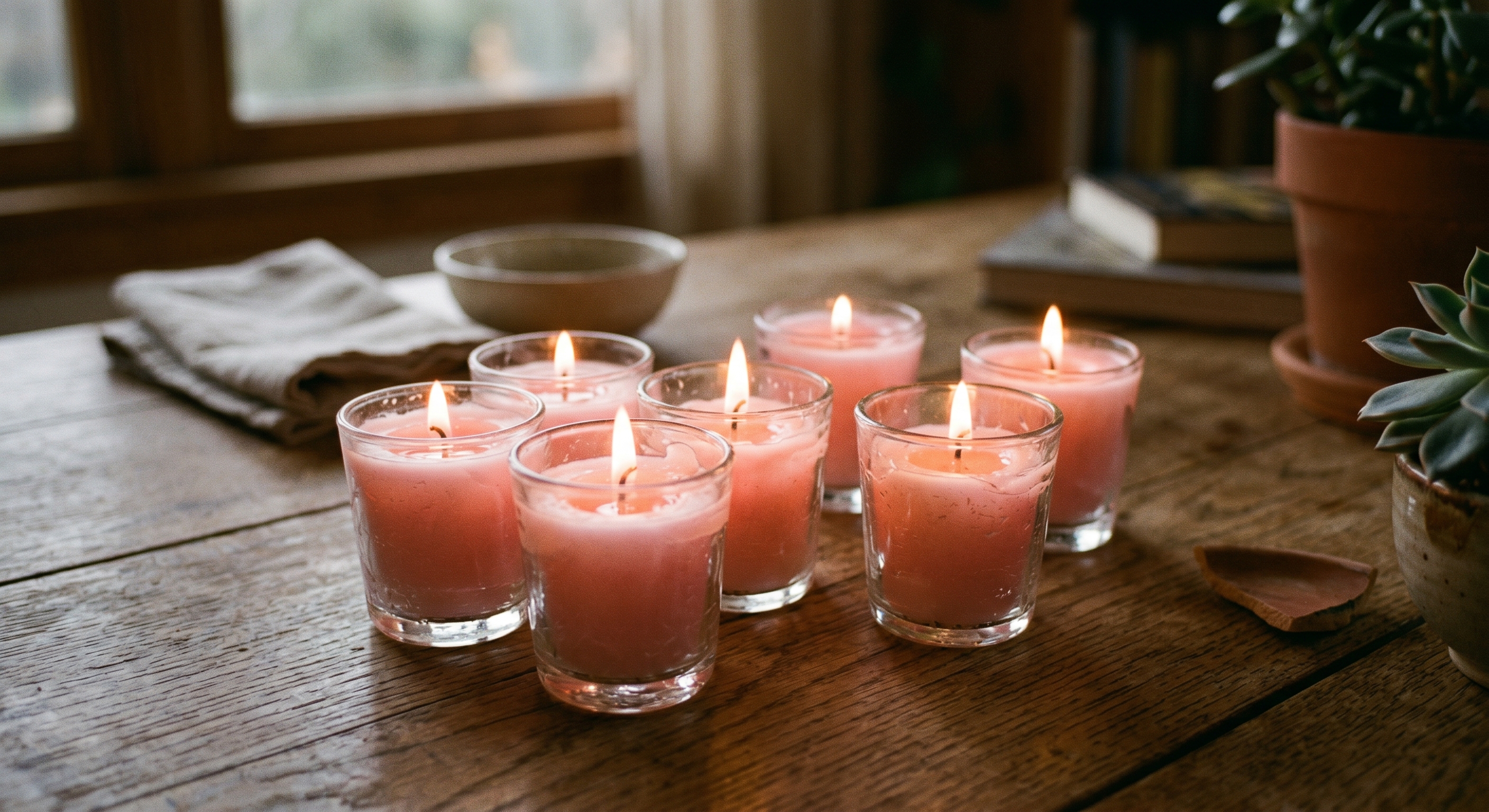 Velas de color rosa